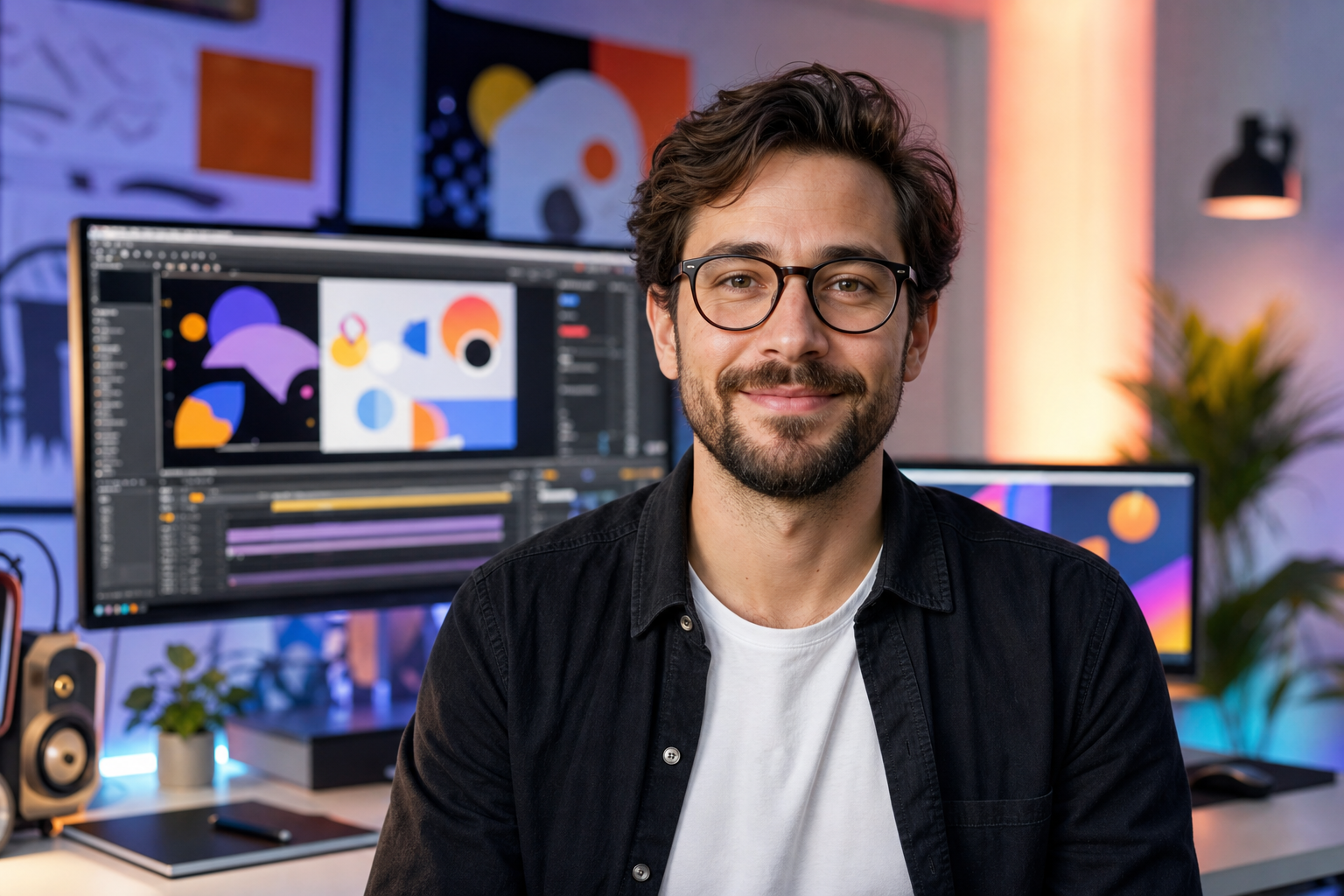 Davide Carrara, fondatore di Ritmo Visivo, nel suo studio