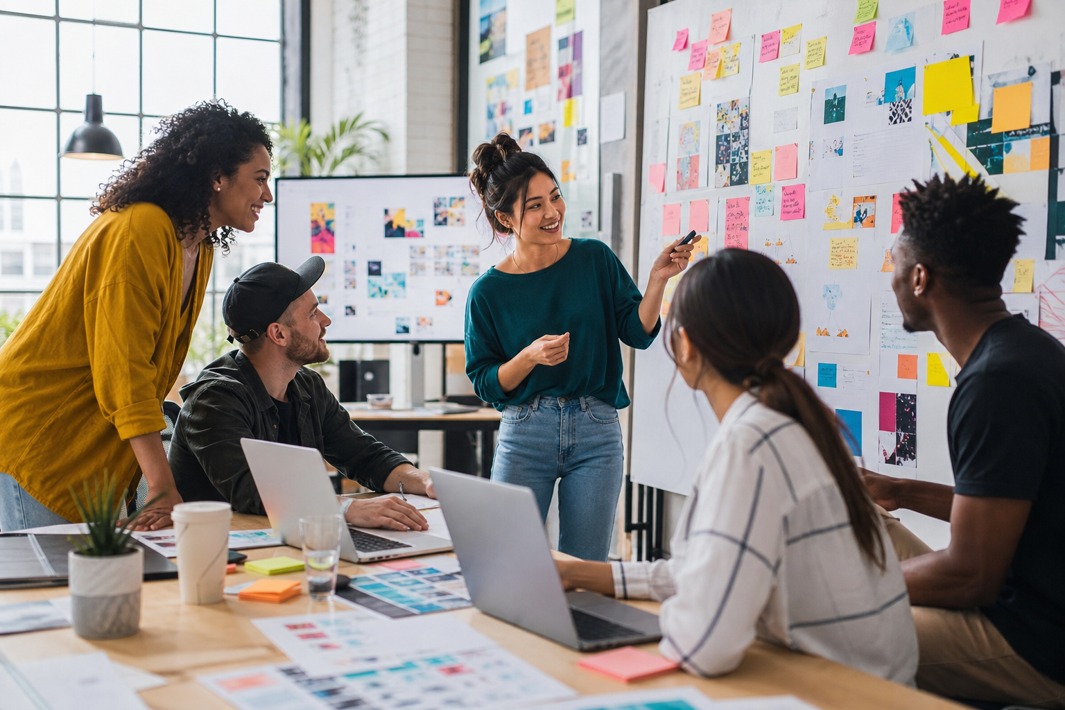 Il team di Ritmo Visivo durante una sessione di brainstorming